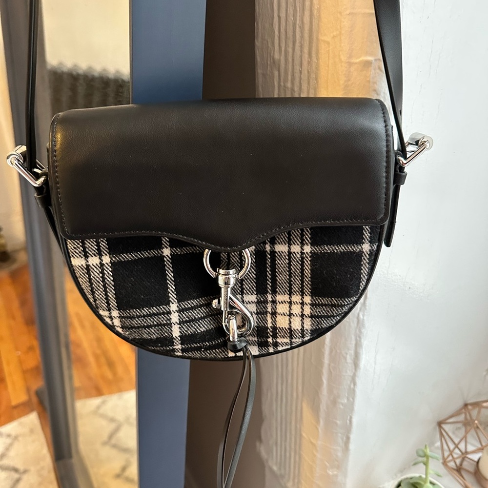 Rebecca Minkoff black plaid leather crossbody